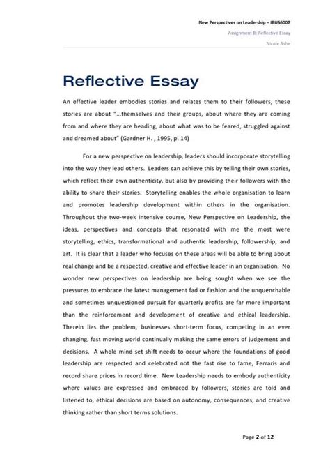 Reflection papers should have an academic tone, yet be personal and subjective. Essay about leadership