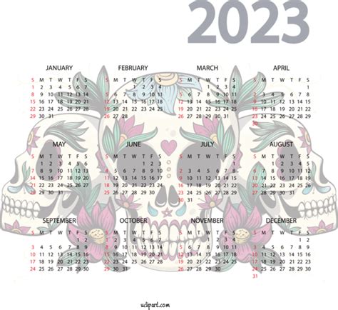 2023 Calendar Visual Arts Design Flower For 2023 Printable Yearly