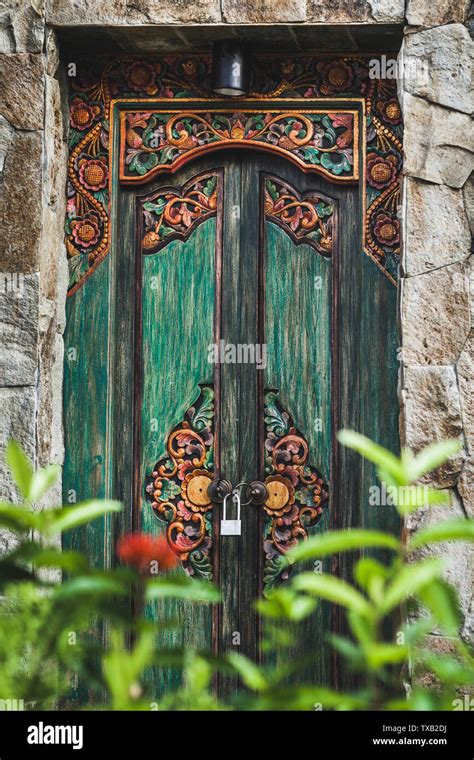 Traditional Balinese Handmade Carved Wooden Door Bali Style Furniture