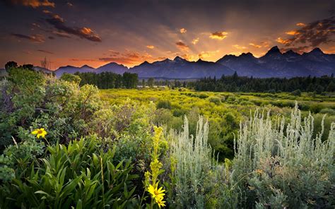 Download Sunset In Grand Teton National Park Hd Wallpaper For 2880 X