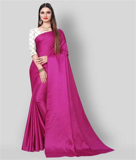 dinik pink satin saree with blouse piece pack of 1 buy dinik pink satin saree with