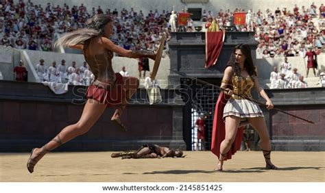 Una Lucha Gladiatrix En La Representación Ilustración De Stock