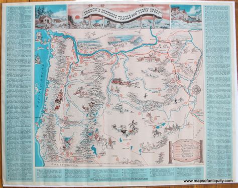 Oregons Historic Trails And Story Spots Antique Maps And Charts