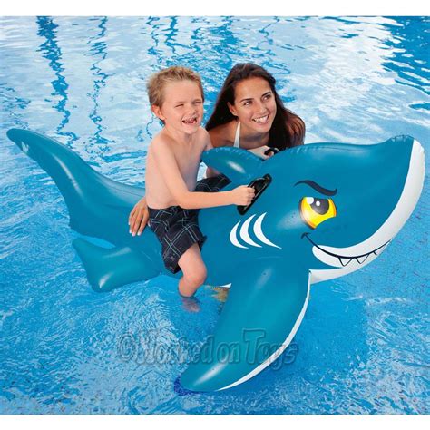 Intex Giant Friendly Shark Inflatable Swimming Pool Ride On Raft 56567 Home And Garden Yard