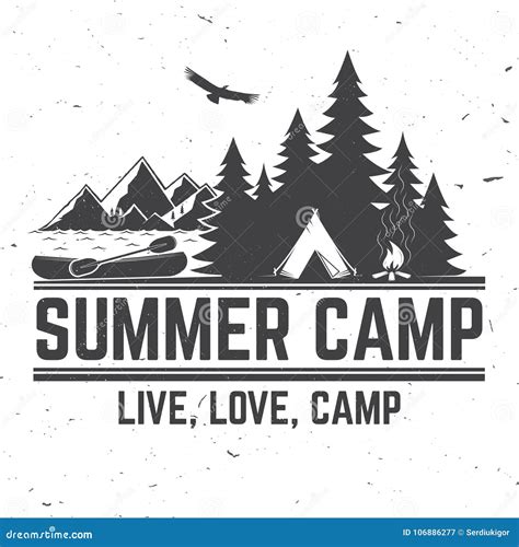 Camp Logo Design Summer Camp Badge Cartoon Vector