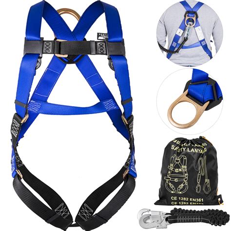 Fall Protection Safety Harness Lanyard Construction Roofing Combo Kit