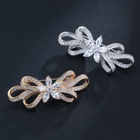 Honghong 2018 Cubic Zirconia Pins And Brooches High Quality Bowknot Brooches For Women Wedding