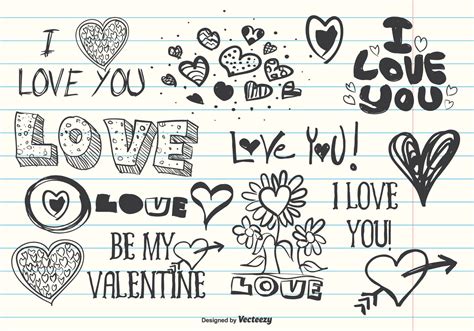 Assorted Cute Love Doodles Download Free Vector Art Stock Graphics