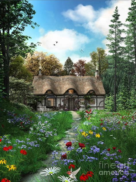 Meadow Cottage Digital Art By Dominic Davison Pixels