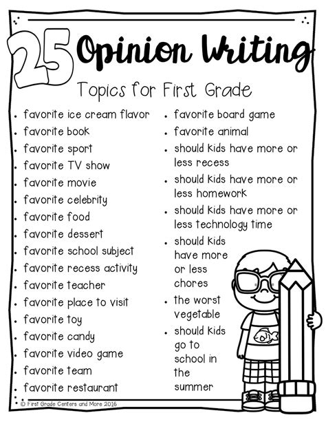 opinion writing topics for 1st grade