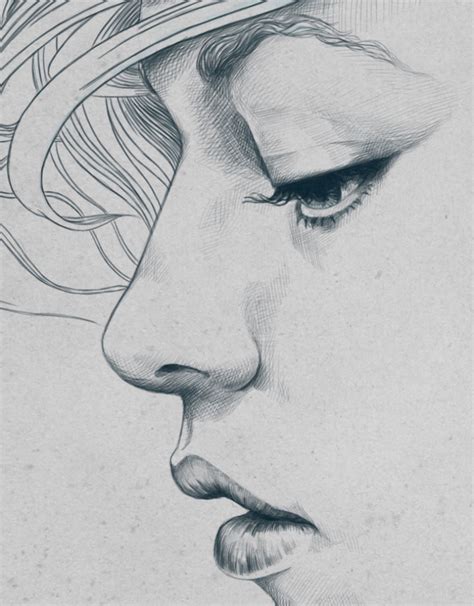 Female Side Profile Drawing At Explore Collection