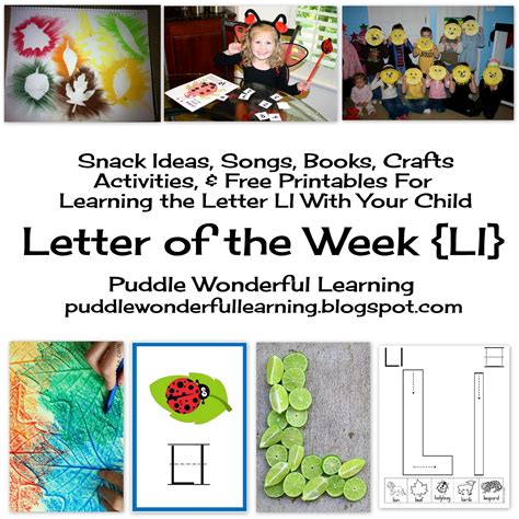 Puddle Wonderful Learning Preschool Activities Letter Of The Week Ll