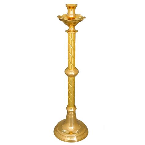 Altar Candlestick Holder Twist Stem Tall Size Sacristan Brass