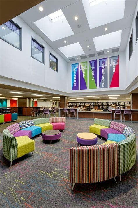 Colorful Seating In The Middle Of A Library