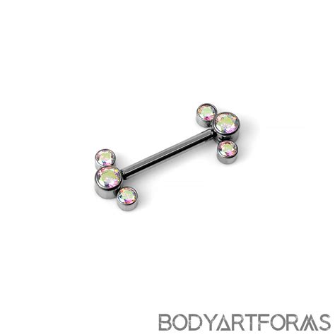 titanium nipple barbells with triple cluster beads