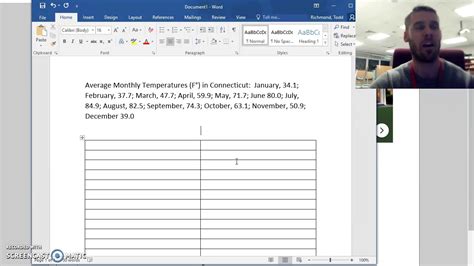 Making A Data Table With Microsoft Word Youtube