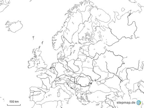 StepMap Europkarte physisch ohne Relief Landkarte für Europa
