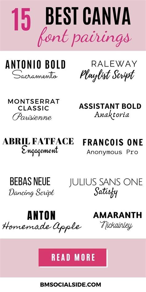 The Best Canva Fonts Pairings Canva Font Combinations