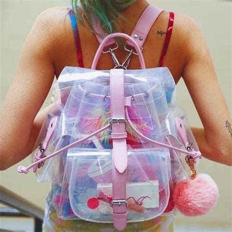 Pin By Eliza On My Polyvore Finds Clear Backpacks Pink Bag Backpacks