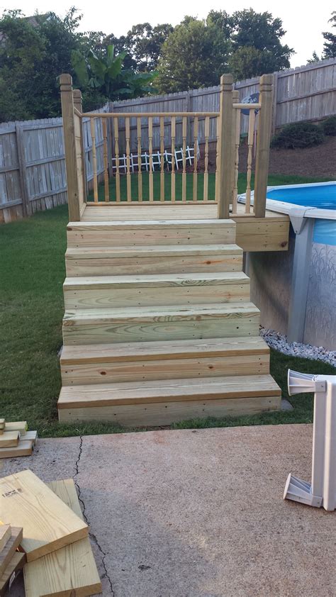 16 gorgeous pool deck designs and ideas to inspire your backyard oasis. Pool steps 4x4 platform see the finished one on my other ...