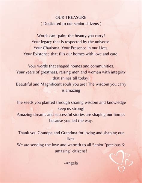 Poem Our Treasure A Poem For Senior Citizens Payhip