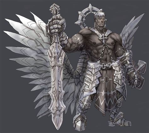 Man Holding Sword Illustration Angel Fantasy Art Giant Warrior Hd