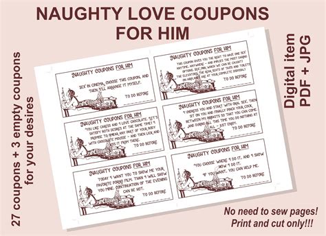 Sex Coupons For Him Love Naughty Coupons For Men For Etsy