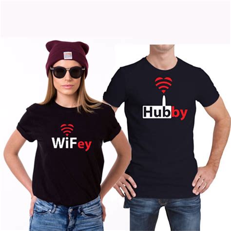 Enjoythespirit Matching Wifey And Hubby Black T Shirts Set Couple T