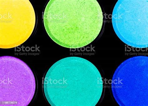 Six Color Palette Macro Shadows Palette Macro Top View Stock Photo
