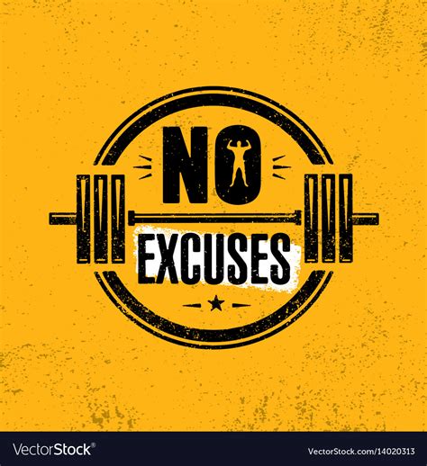 No Excuses Gym Workout Motivation Quote Stamp Vector Image