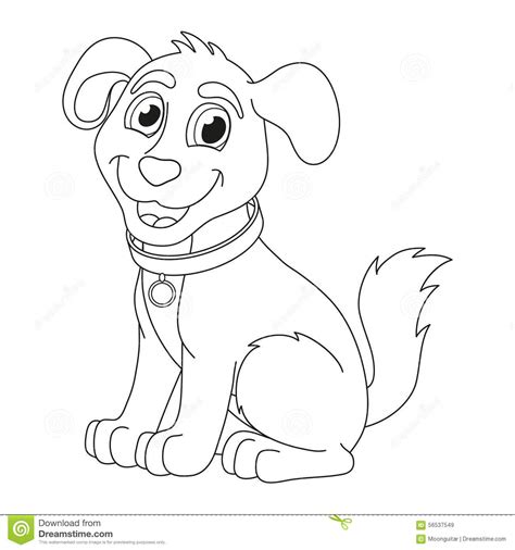 Cartoon Puppy Coloring Book Page For Children Stock