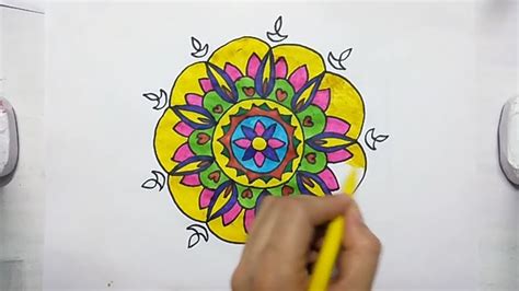 I do think that it's better in general to let young children draw their own drawings and color their own artworks than. Rangoli drawing for kids | step by step drawing tutorial ...