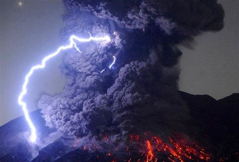 Spectacular Dirty Thunderstorm Surrounds Erupting Japanese Volcano