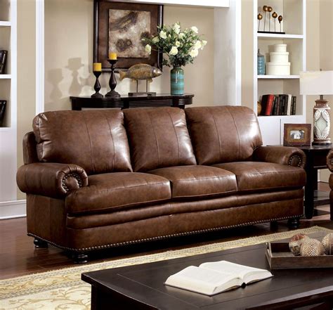 Cm6318 Sf Dark Brown Top Grain Leather Match Sofa Couch Luchy Amor Furniture