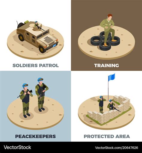 Military Service 4 Isometric Icons Royalty Free Vector Image