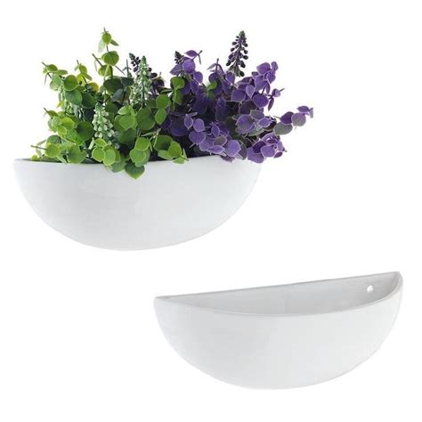 Modern White Half Moon Wall Planter Set Of 2 Etsy Uk