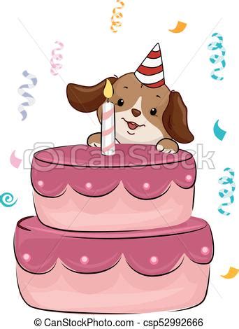 Wrap tabs around your dog's collar to ensure. Dog pink birthday cake confetti. Cute animal illustration ...