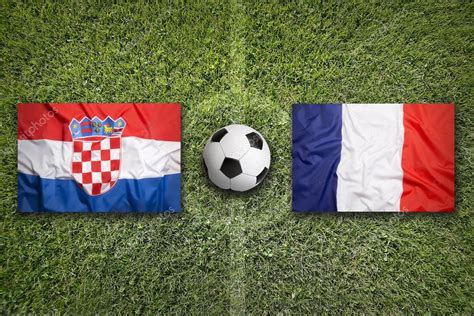France or croatia will be crowned world champions after the world cup 2018 final. Croatia vs. France flags on soccer field ⬇ Stock Photo ...