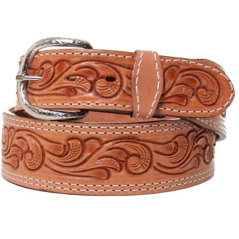 B854 Natural Leather Tooled Belt Double J Saddlery Leather Tool