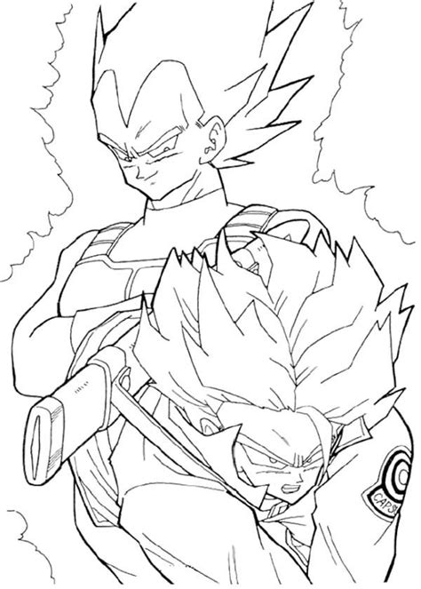 Color dragon ball z manga famous hero of the 90s ! Vegeta And Trunks Coloring Page | Coloring Pages ...