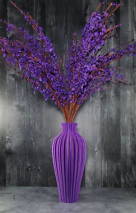 Tall Purple Vase Rippled Flower Vase Home Decor Wedding Etsy Purple Vase Flower Vases Fall