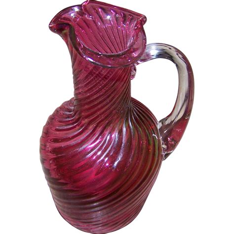 Lovely Little Ruby Red Blown Glass Pitcher With Clear Applied Handle From Victoriasjems On Ruby Lane