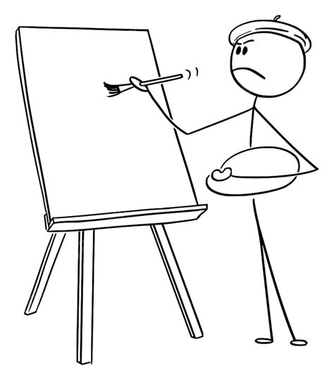 Caricatura Vectorial Figura De Palo Dibujo Ilustración Conceptual De Hombre O Artista Engreído