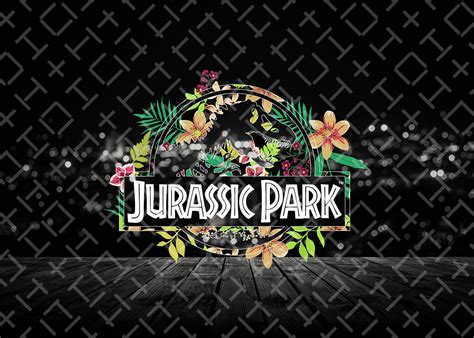 Jurassic Park Floral Tropical Fossil Logo Camiseta Gráfica Etsy