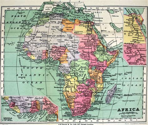 Printable Vintage Antique Map Of Africa Circa 1913 African Etsy