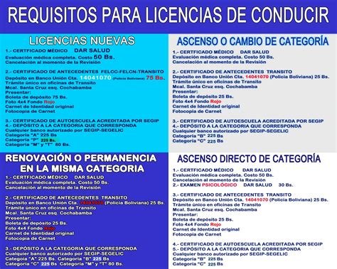 Requisitos Licencias De Conducir Licencias De Conducir La Paz Bolivia