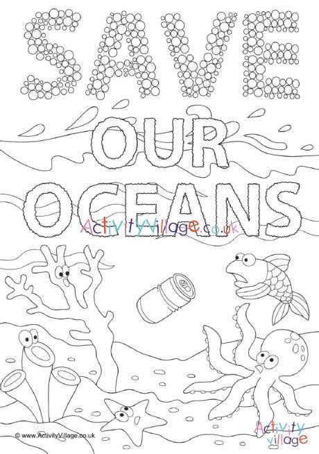 Save Our Oceans Colouring Page