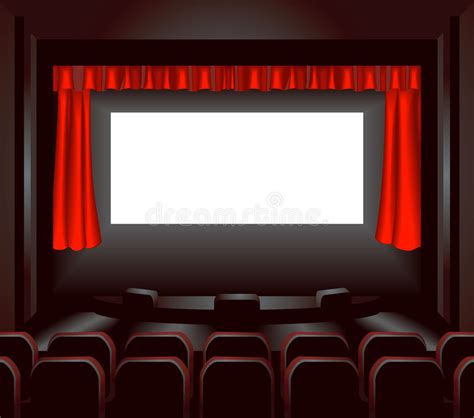 Écran De Cinéma Avec Le Rideau Rouge Ouvert Rendu 3d Illustration Stock