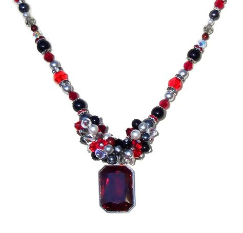 Amazon Com Red Swarovski Crystal Statement Necklace Handmade