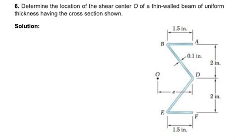 Solved 6 Determine The Location Of The Shear Center O Of A